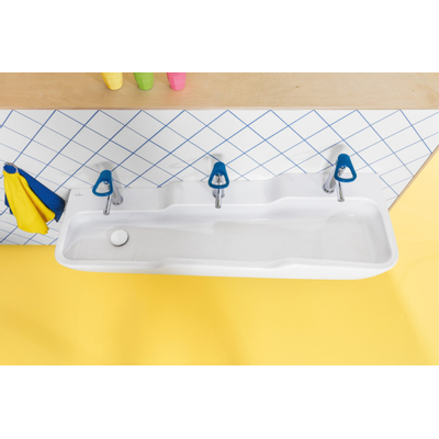 Villeroy & Boch O.novo Kids wastafel met 3x1 kraangat 130x43cm Ceramic+ zonder overloop wit