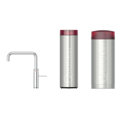 Quooker Fusion Square kokendwaterkraan - draaibare uitloop - Combi+ incl. Cube reservoir - Warm / kokend / bruisend / gefilterd water - Chroom