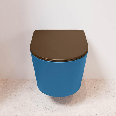 MONDIAZ LAVIE wandclosetpack - 36x53cm - diepspoel - rimless - Jeans (blauw) - softclose - quick-release - toiletzitting - Rust (rood)