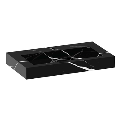 BRAUER Coral wastafel - 80x46x10cm - 1 wasbak - 1 kraangat - composiet - marmerlook - Nero Marquina