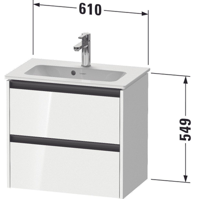 Duravit Ketho 2 wastafelonderbouwkast met 2 laden 61x39x54.9cm met grepen antraciet basalt mat