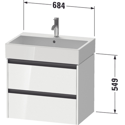 Duravit Ketho 2 wastafelonderbouwkast met 2 laden 68.4x46x54.9cm met grepen antraciet betongrijs mat