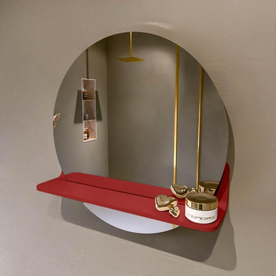 Mondiaz SPOT Badkamerspiegel - rond 50cm - spiegelplanchet - kleur Fire