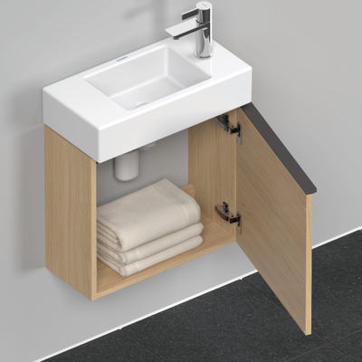 Duravit D-Neo wastafelonderkast 48.4x44x22.2cm Rechtsdraaiend 1 deur Natuur eiken Mat