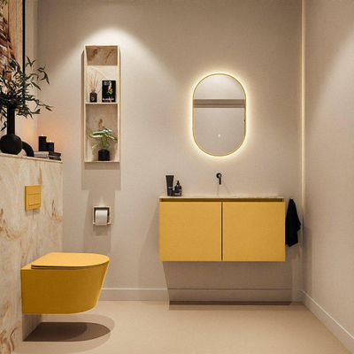 MONDIAZ TURE-DLUX 100cm toiletmeubel Ocher. EDEN wastafel Frappe positie midden. Zonder kraangat.