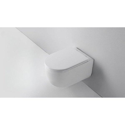 QeramiQ Dely Swirl Toiletset - 36.3x51.7cm - Geberit UP320 Burda inbouwreservoir - slimzitting - bedieningsplaat antraciet mat - rechthoekige knoppen - wit mat