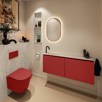 MONDIAZ TURE-DLUX 120cm toiletmeubel Fire. EDEN wastafel Opalo positie links. Met 1 kraangat.