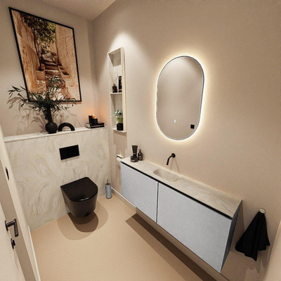 MONDIAZ TURE-DLUX 120cm toiletmeubel Plata. EDEN wastafel Ostra positie midden. Zonder kraangat.