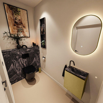 MONDIAZ TURE-DLUX 40cm toiletmeubel Oro. EDEN wastafel Lava positie rechts. Met 1 kraangat.
