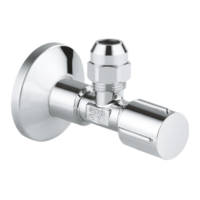 GROHE hoekstopkraan knel met teflon dichtingsring 1/2 x3/8 met metalen greep chroom