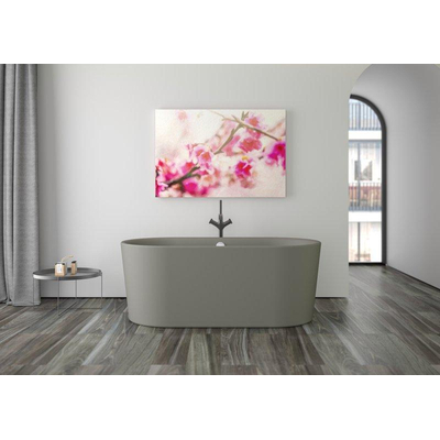 Plieger Kansas Vrijstaand bad - 155x80x60cm - met waterinlaat - met af- en overloopgarnituur - met poten - acryl - cementgrijs