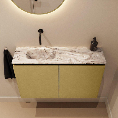 MONDIAZ TURE-DLUX 80cm toiletmeubel Oro. EDEN wastafel Glace positie links. Zonder kraangat.