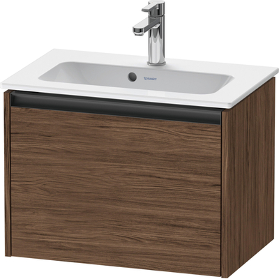 Duravit Ketho 2 wastafelonderbouwkast met 1 lade 61x39x44cm met greep antraciet donker noten mat