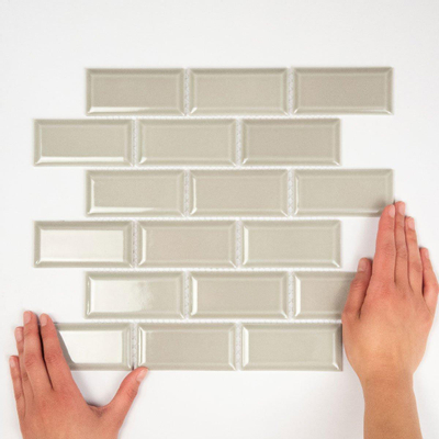 The Mosaic Factory Paris mozaïektegel - 28.8x29.4cm - wandtegel - Rechthoek - Porselein Light Grey Glans