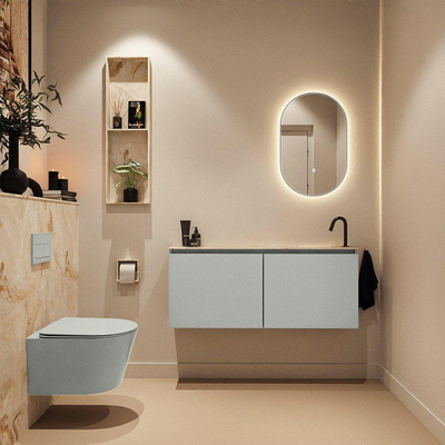 MONDIAZ TURE-DLUX 120cm toiletmeubel Greey. EDEN wastafel Frappe positie rechts. Met 1 kraangat.