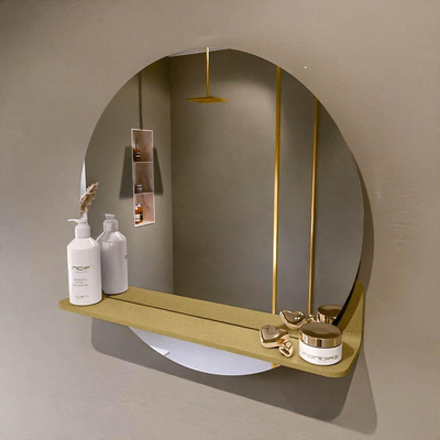 Mondiaz SPOT Badkamerspiegel - rond 60cm - spiegelplanchet - kleur Oro