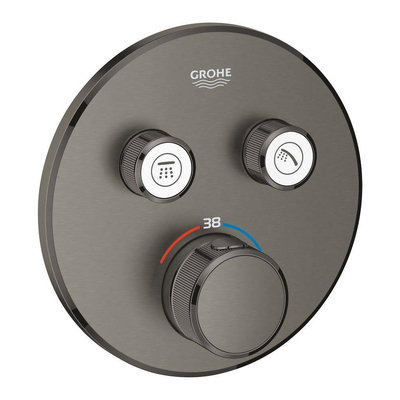 Grohe SmartControl Inbouwthermostaat - 3 knoppen - rond - geborsteld hard graphite