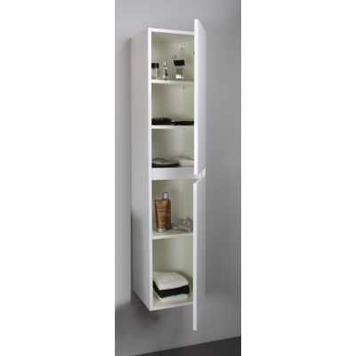 Adema Bella hoge kast greeploos 2 deuren 145x30x30cm Wit hoogglans OUTLET