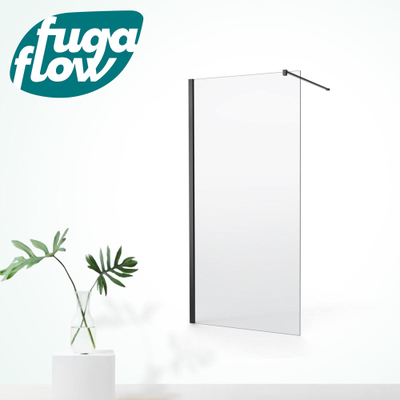 FugaFlow Efficiente Vetro inloopdouche badkamer - 30x200cm - helder glas - mat zwart