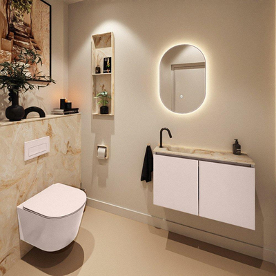 MONDIAZ TURE-DLUX 80cm toiletmeubel Rosee. EDEN wastafel Frappe positie links. Met 1 kraangat.