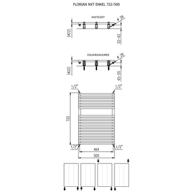 Plieger Florian Nxt designradiator enkel horizontaal 722x500mm 391W zwart grafiet (black graphite)