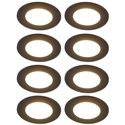 QAZQA Blanca Inbouwspot - set van 8 - 9x9cm - incl. LED - 3 staps dimbaar - IP44 - mat zwart