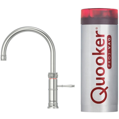 Quooker NL Classic Fusion round kokendwaterkraan opbouw uitloop draaibaar met Pro3 reservoir RVS