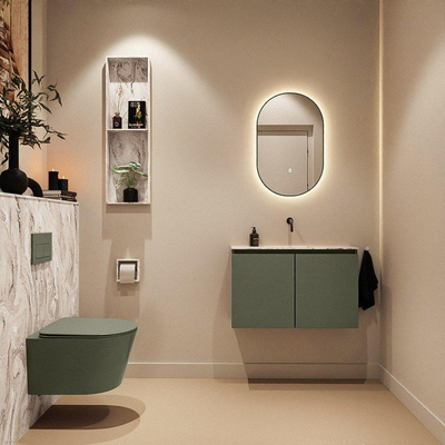 MONDIAZ TURE-DLUX 80cm toiletmeubel Army. EDEN wastafel Glace positie midden. Zonder kraangat.
