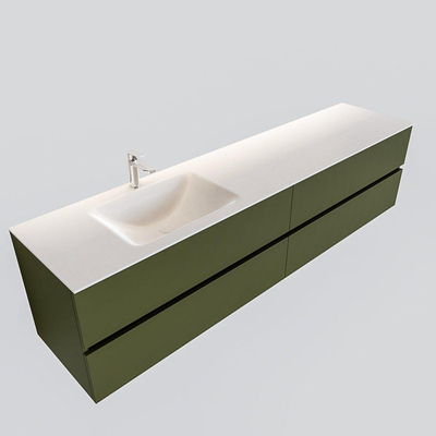 MONDIAZ VICA Badkamermeubelset - 200cm - 4 lades - wasbak Cloud links - 1 kraangat - solid surface army