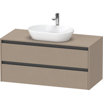 Duravit Ketho 2 wastafelonderbouwkast incl. consoleplaat met 2 laden 120x55x56.8cm met handgrepen antraciet Linnen mat