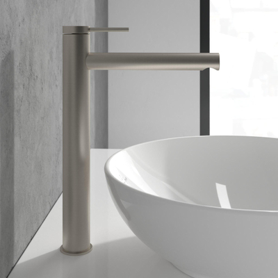 Villeroy & Boch Loop & Friends Eengreeps wastafelkraan verhoogd - Matt Brushed Nickel (RVS)