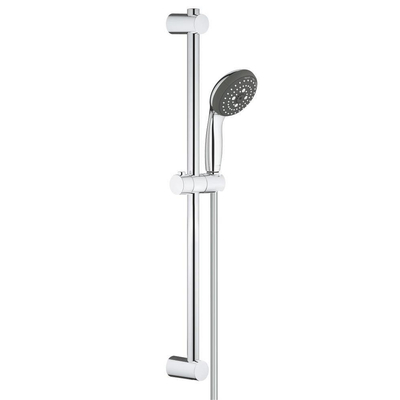 GROHE Vitalo Start 100 glijstangset - 60cm - ronde handdouche - 3 straalsoorten - gladde doucheslang - chroom/zwart