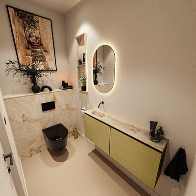 MONDIAZ TURE-DLUX 120cm toiletmeubel Oro. EDEN wastafel Frappe positie links. Zonder kraangat.