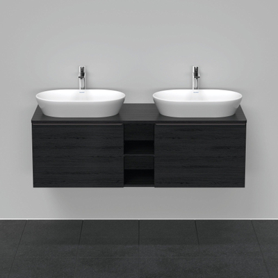 Duravit D-Neo wastafelonderkast 140x45.9x55cm 2 lades Eiken (zwart) Mat