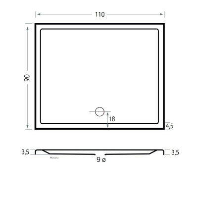Xenz Mariana douchebak 110x90x4cm rechthoek Acryl Wit