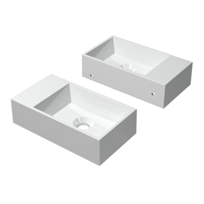 INK Contra Fontein - 40x22x10cm - wasbak rechts - 0 kraangaten - polystone wit glans