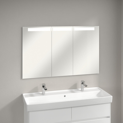 Villeroy & Boch My View In inbouw spiegelkast met LED verlichting 3 voudig dimbaar met 3 deuren 120.1x74.7x10.7cm