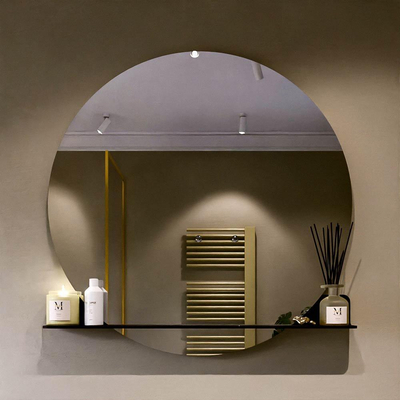 Mondiaz SPOT Badkamerspiegel - rond 110cm - spiegelplanchet - kleur Urban