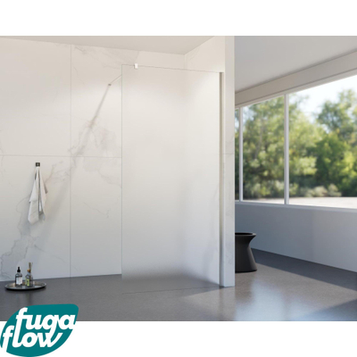 FugaFlow Eccelente Vetro inloopdouche badkamer - 90x200cm - mat glas - wandarm - geborsteld RVS -