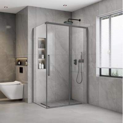 Aqua Vista Lokla Cuadra zijwand - 90x200cm - incl. montageset - gunmetal