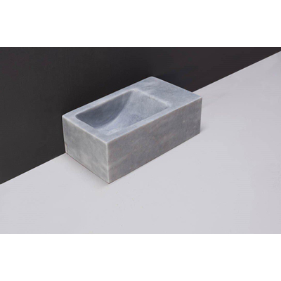 Forzalaqua Venetia Xs fonteinbak 29x16x10cm wasbak Links 1 kraangat rechts Natuursteen Cloudy marmer gezoet