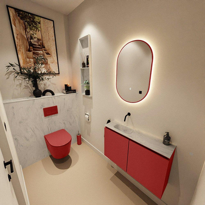 MONDIAZ TURE-DLUX 80cm toiletmeubel Fire. EDEN wastafel Opalo positie links. Zonder kraangat.