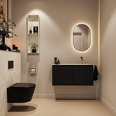MONDIAZ TURE-DLUX 100cm toiletmeubel Urban. EDEN wastafel Ostra positie rechts. Zonder kraangat.