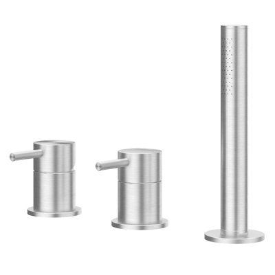 IVY Concord Badrandcombinatie - 3-weg - mengkraan - uittrekbare handdouche - zonder uitloop - RVS316 - geborsteld