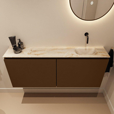 MONDIAZ TURE-DLUX 120cm toiletmeubel Rust. EDEN wastafel Frappe positie rechts. Zonder kraangat.