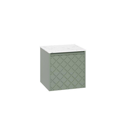 Crosswater Vergo Badkamermeubelset - 49.8x47.6x45.5cm - wastafelblad marble effect - 1 lade - sage green