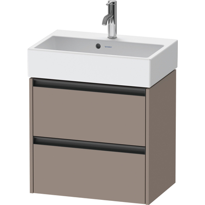 Duravit Ketho 2 Wastafelonderkast - 2 laden - 58.4x39x54.9cm - grepen antraciet - basalt mat