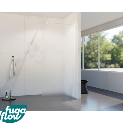 FugaFlow Eccelente Vetro inloopdouche badkamer - 110x200cm - mat glas - wandarm - mat wit