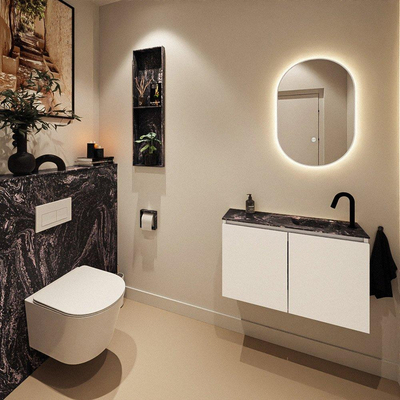 MONDIAZ TURE-DLUX 80cm toiletmeubel Talc. EDEN wastafel Lava positie rechts. Met 1 kraangat.