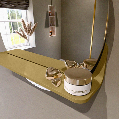 Mondiaz SPOT Badkamerspiegel - rond 50cm - spiegelplanchet - kleur Oro